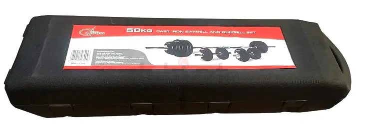 -50kg Cast Iron Barbell and Dumbbell Set Bench