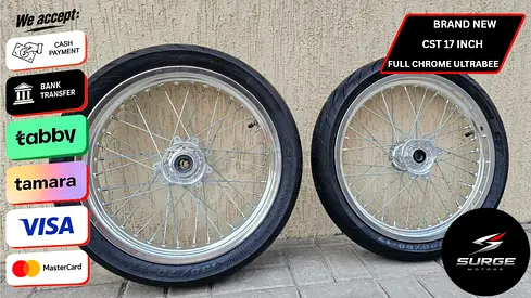 SURRON BRAND NEW 17 INCH CST SURRON ULTRABEE FULL CHROME SUPERMOTO SET (SUPERWIDE REAR)