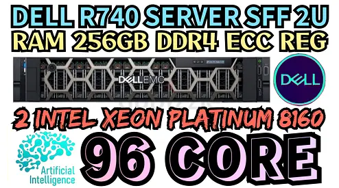 DELL R740 SERVER SFF 2U 96 CORE 2 INTEL XEON PLATINUM 8160 RAM 256GB DDR4 SSD 1TB+HARD DRIVE 6TB SAS