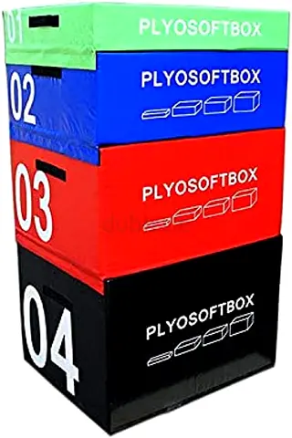 Set of 4 PLYO Soft Jump Boxes – 4 Heights, Foam Plyometric Boxes Crossfit Box Gymnastic Box Gym