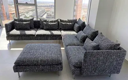 Elegant L-Shape Sofa with Deep Seating
Size: Approx. 320 × 240 cm
Color: 100+ Colors Available