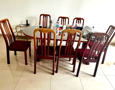 Glass Top 8-Seater Dining Table and Chairs
