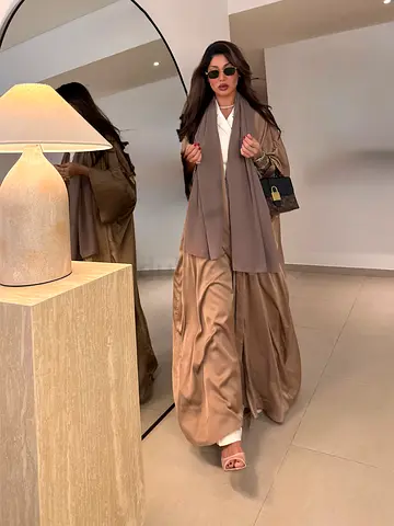 Elegant beige abaya with matching scarf - like new