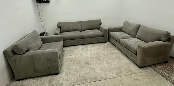 Expensive quality crate and barrel model axis gray feather 🪶 filled six seater sofa