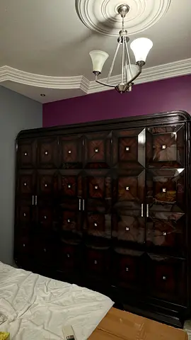 discount on Large Dark Wood Wardrobe / Armoire - 6-Door Closet full bedroom set is available
