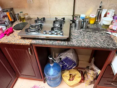 Built-in 4 burner Gas Hob (stainless steel) - good working condition with stand and marble