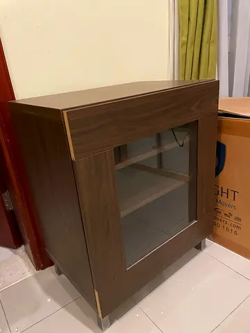 Wooden side cabinet with glass display door - good condition