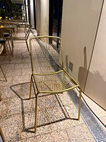 Metal Outdoor Chaise Lounge / Sunbed - Gold Finish