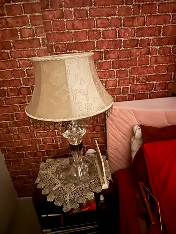 Danube Home- Glass Table Lamp with Lace Shade - Elegant Bedside Lamp, 2 available- 350 dhs each