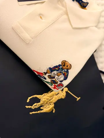 POLO RALPH LAUREN multicolored Polo Bear embroidery size M custom slim fit
