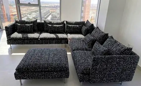 Contemporary L-Shape Sofa – Strong  Durable
Size: Approx. 320 × 240 cm
Color: 100+ Colors Available