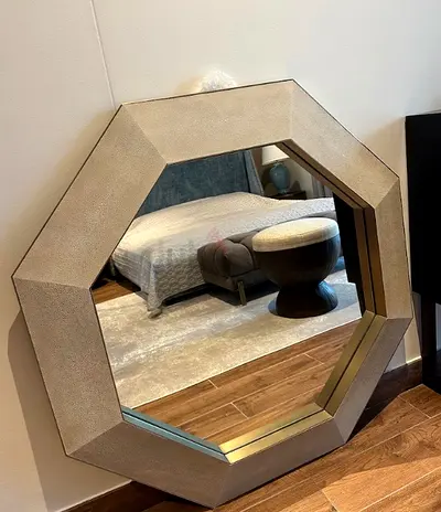 Hampton Octagon Mirror in Grey Shagreen H80 W80 D10 cm