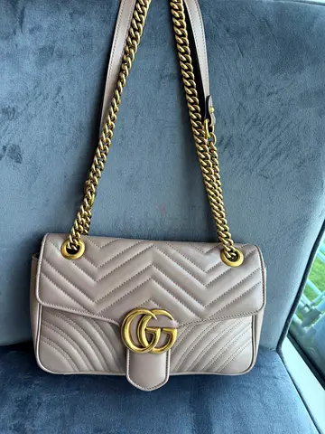 GUCCI Porcelain Rose GG Marmont Bag