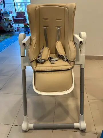 Giggles Hector Adjustable Beige Baby High Chair with 5-Point Harness