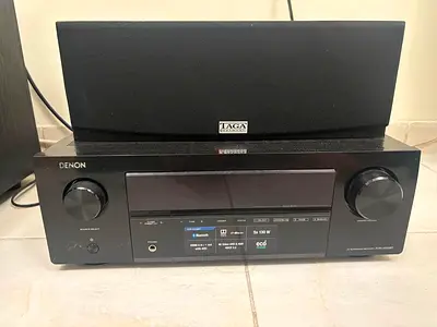 Denon AV Receiver with Taga Center, Side Towers and Speakers - Good Working Condition