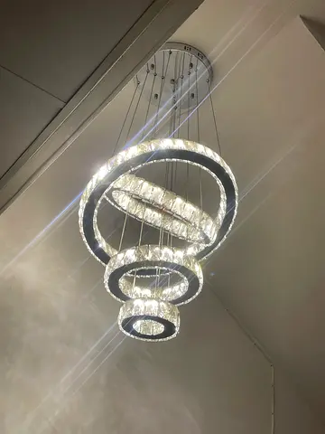 Modern LED Crystal Ring Chandelier - 4-Ring Ceiling Light