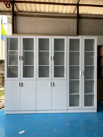 Large White Glass-Door Storage Cabinet / Bookcase - Excellent Condition