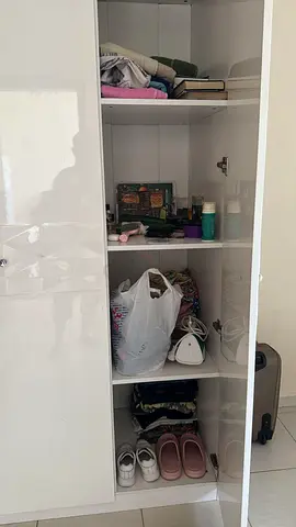 White Gloss Wardrobe/Cupboard - Tall Storage Unit, Good Condition