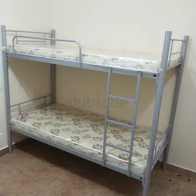Metal Bunk Bed Frame with Two Mattresses - Good Condition