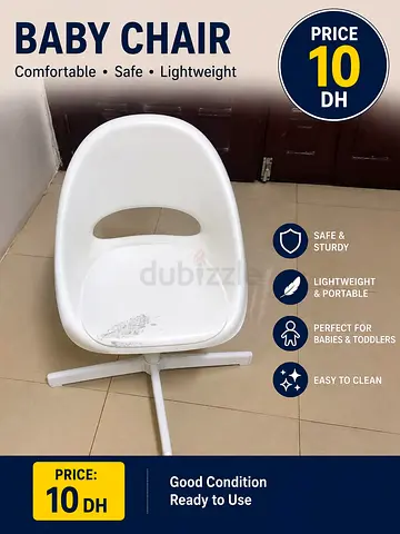 White Plastic Baby Chair - Lightweight, Ready to Use