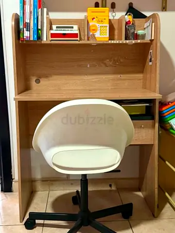 Compact study desk and swivel chair