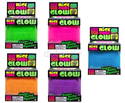 Nee Doh Glow Super Solid Squishies — Assorted Colors (Green, Pink, Blue, Orange, Purple)
