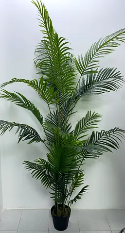 6 ft Tall Artificial Palm Plant in Black Pot - Good Condition