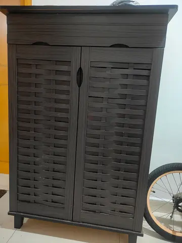 Modern Dark Wood Two Door Storage Cabinet