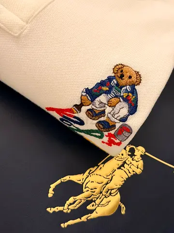 POLO RALPH LAUREN multicolored Polo Bear embroidery size M custom slim fit