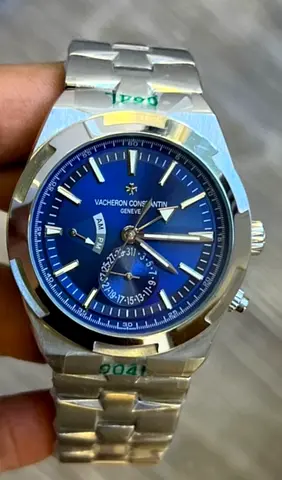 Vacheron Constantin style stainless steel mens Master Quality Copy watch - blue dial
