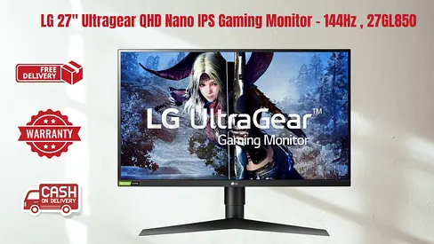 LG 27 Ultragear QHD Nano IPS Gaming Monitor - 144Hz , 27GL850
