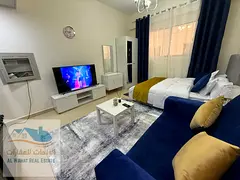 A furnished studio apartment is now available for monthly rent in Al Jurf 2 area in Al Yasmin Towers
