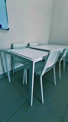 IKEA white extendable dining table with 4 chairs - great condition