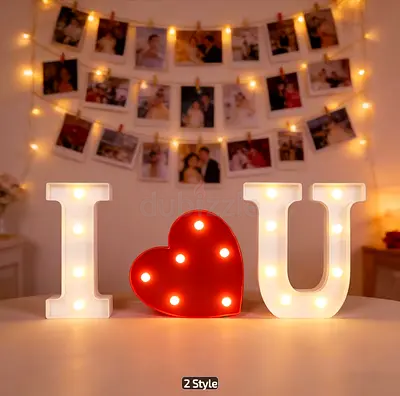 LED Marquee I ♥ U Decorative Night Light (Set) - Romantic Table Lamp 1pc 45aed 2pcs 75aed 5pcs 150