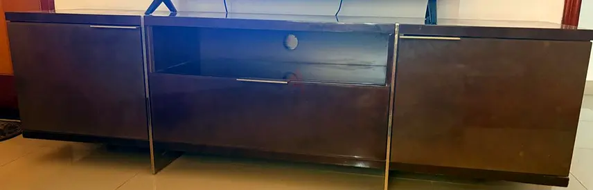 Dark Wood TV Entertainment Unit with Storage - Good Condition
