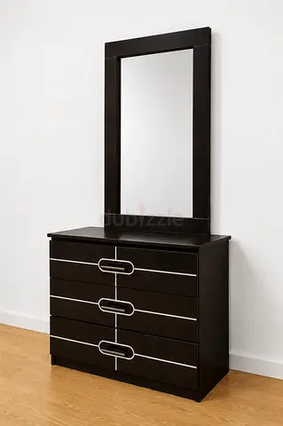 Custom made Dark Wood Dresser with Mirror – 3 Drawers Chest