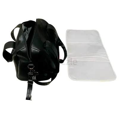 Childhome Mommy Club Signature PU Leather Diaper Changing Bag- Black