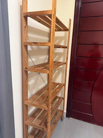 IKEA wooden shelving unit for storage