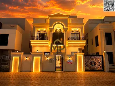 A luxurious classic villa in Al-Haliyo 2 on a main street, with a 15-meter front setback providing privacy and extra space. It includes 6 bedrooms, a