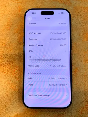 iPhone 17 Pro 256gb 94 battery health 311cc