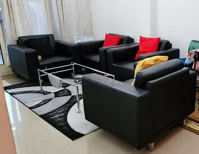 Black color 4 single sofa good condition