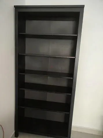 Black Wooden Bookcase with 6 Adjustable Shelves