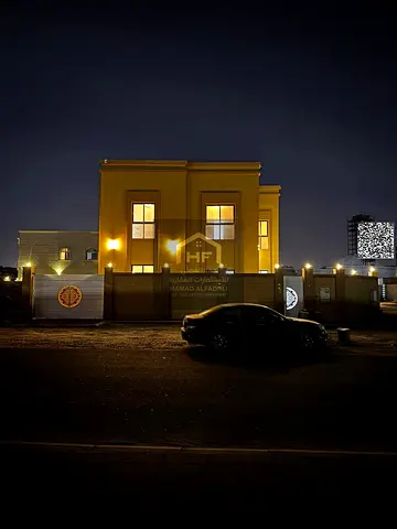 Brand new villa for rent in Al Zahiyah area. First occupancy. Consists of four bedrooms, a majlis (formal sitting room), a living room, a kitchen, an