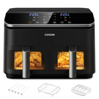 Cosori Dual Air Fryer, 8.5L Family Size, 8-In-1 Double Airfryer,