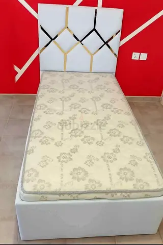 Single Bed with Headboard and Mattress - White PU