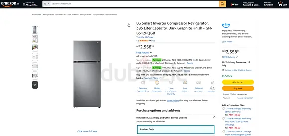 **BRAND NEW** LG Smart Inverter Compressor Refrigerator, 395 Liter