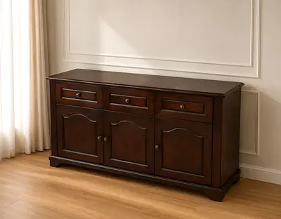 Classic Wooden Sideboard Buffet with Three Drawers and Cabinets