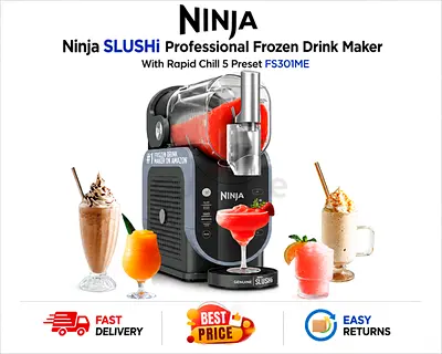 Ninja SLUSHi Frozen Drink Maker, Rapid Chill 5 Preset FS301ME - Excellent Condition, All Accessories