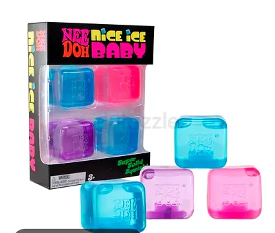 NeeDoh Nice Ice Baby Super Solid Squishies - Set of 4 (Pink/Purple/Blue)