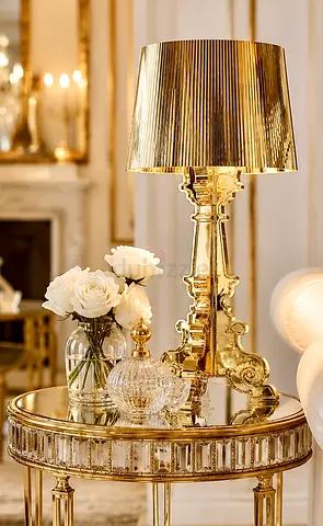 GOLD METALLIC TABLE LAMP ITALIAN